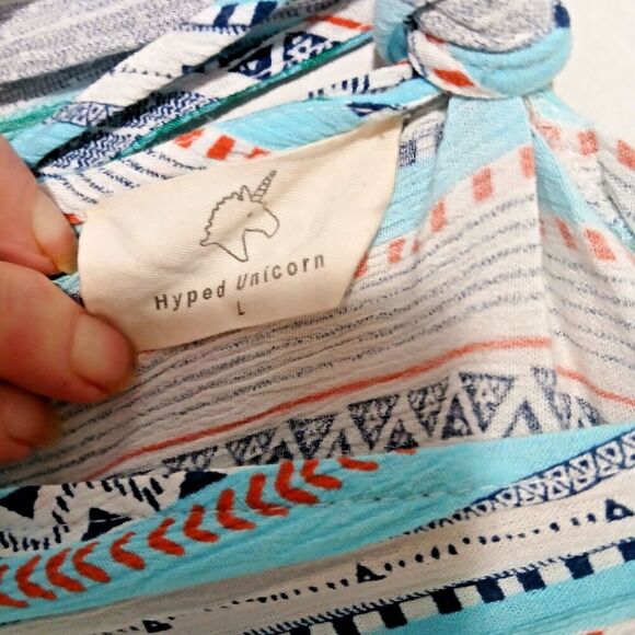 Hyped Unicorn Large Boho Artsy Mini Dress, Chic Layered V-Neck with 3/4 Sleeve - Picture 5 of 11